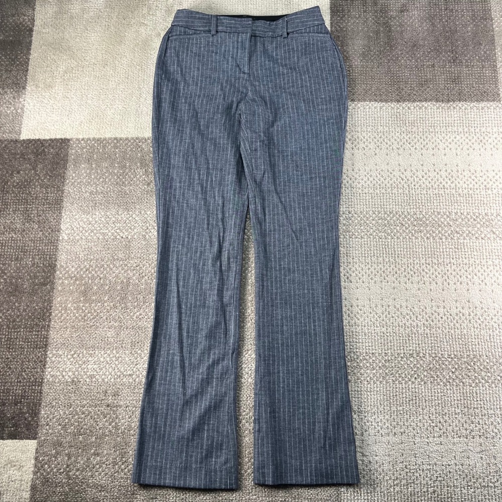 Express Columnist Barely Boot Pinstripe Pants Gray Mid Rise Size 2R 400495